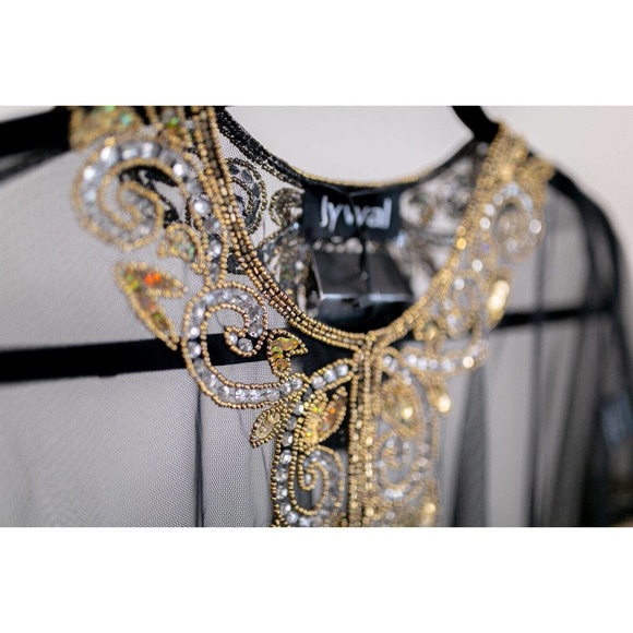 Jywal NWT Embellished 1920s Gatsby Vintage Inspired Beaded Shawl Capelet Gold OS - Picture 4 of 11